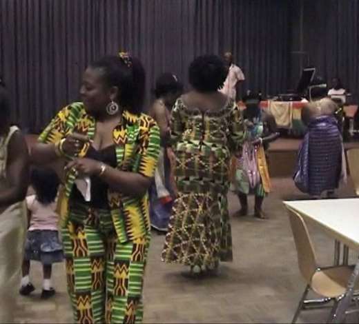 Adowa dancers entertaining guests
